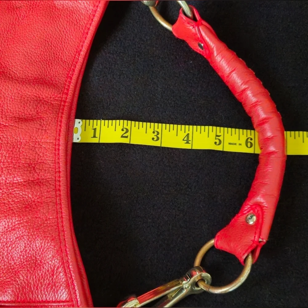 Cynthia Rowley Soft Leather Vibrant Red Hobo Shoulder Bag w/Turn-Lock Accent